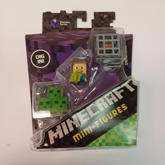 Oh My Mahjong Other - Obsidian Series 4 Spawning Spider Farming Steve Slime Cubes Mini Figure 3-Pack